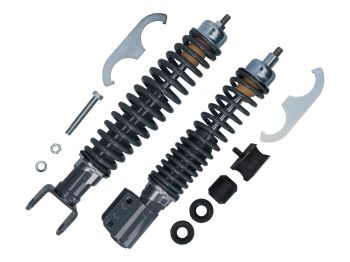 Shock absorber kit front + rear Carbone Sport RS adjustable black for Vespa PX 80ccm - 200ccm