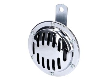 Horn 6V direct current 100mm stainless steel for Maico, DKW, NSU, Miele, Horex, Zündapp, BMW, EMW, MZ RT125/1, RT125/2, RT125/3, Hercules, NSU Fox, Konsul, Lux, Max, Superlux, Horex Regina, Rebell, Imperator