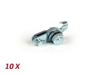 Rear brake cable clamp set -BGM ORIGINAL- Vespa V50, 50N, PV125, ET3, PK S, PK XL1, PK XL2, ETS, VNA, VNB, VBA, VBB, Super, GL, GT, GTR, TS, Sprint, GS, SS, Rally, PX - 10 pcs