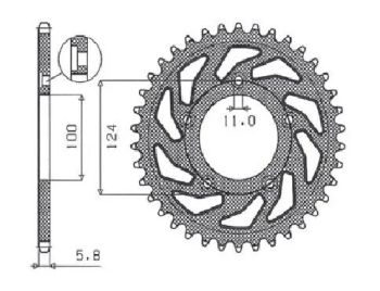REAR SPROCKET 520 38T STEEL