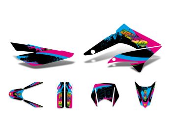 decal set black-pink-blue matt for Derbi Senda DRD 11-17