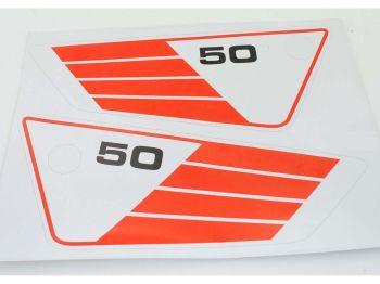 Sticker set side cover 50 red white for Yamaha FS1 3E9 3E8, RD 50