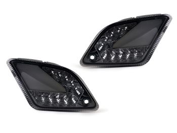 Pair of rear indicators -MOTO NOSTRA (2014-2018) dynamic LED sequential light, with position light (E-mark)- Vespa GT, GTL, GTV, GTS 125-300 - smoked