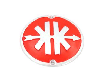 Emblem aluminum round 56mm red for Kreidler, Florett RS, RM, TM, GT, Eiertank, Super 4, LF, LH