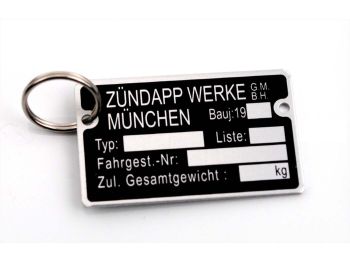 Key fob MOGA sheet metal 40x24mm 1mm thickness for Zündapp