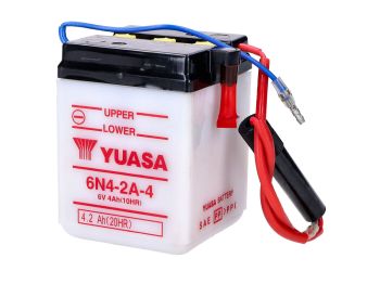 Battery Yuasa 6N4-2A-4 6V 4Ah empty without acid pack with fuse holder