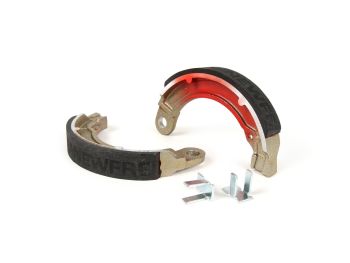 Brake shoes -BGM PRO Ø=127x20 mm for brake drum BGM5310- Vespa 8" rear, 1 anchor pin, Vespa Wideframe V1T-V15T (r), V30T-V33T (r), VM (r), VN (r), VL (r), VB (r), VNA1T-VNA2T (r), VNB1T-VNB3T (r), VBA1T (r), VBB1T (r)