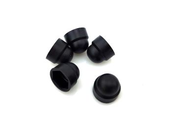 Nut caps set 5 pieces plastic black for M8 width across flats=13mm