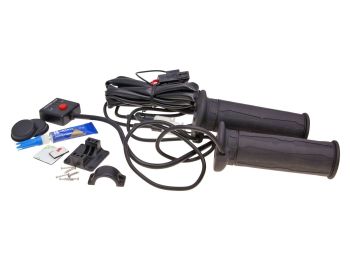 heated grip kit Koso black 130mm for scooter, moped, motorcycle (w/ throttle twist)