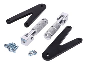 Pillion footrest set CNC silver for Beta RR 50 (with bracket)