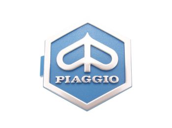 emblem / badge Piaggio 3D hexagonal 32x37mm to plug, blue / silver