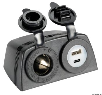 Lighter + USB-A + USB-C socket with housing