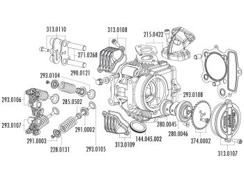 camshaft Polini for 4V cylinder head for Honda XR 50, Polini XP4T