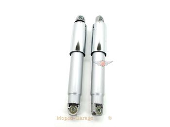 Suspension struts silver chrome sleeves 310mm 8mm mounting bushes for Zündapp GTS, C 50 Sport, KS type 517, R 50, Hercules, Kreidler, Puch moped, moped