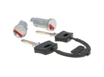 steering lock / 2 lock barrel set for Piaggio ZIP, TPH, NRG, SKR, Free, Sfera, Vespa PX, PK, P, Cosa