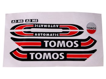 Sticker set black/red/white 080010 for Tomos