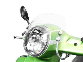 Flyscreen with chromed brackets -MOTO NOSTRA, w=340mm, h=105mm- Vespa GT, GTL, GTS, GTS Super 125-300cc - colourless