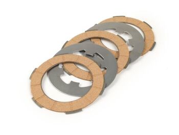 Clutch friction plate set incl. steel plates -BGM ORIGINAL Vespa Smallframe V50, V90, SS50, SS90, PV125, ET3, PK50, PK80, PK50 S, PK80 S, PK125 S, PK50 XL, PK125 XL, ETS, PK50 HP, PK50 SS - 3 friction plates