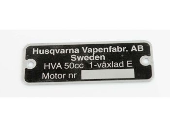 Type plate aluminum 50mm x 18mm for Husqvarna